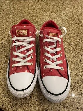 Converse Red Polka Dot Low Top Sneakers